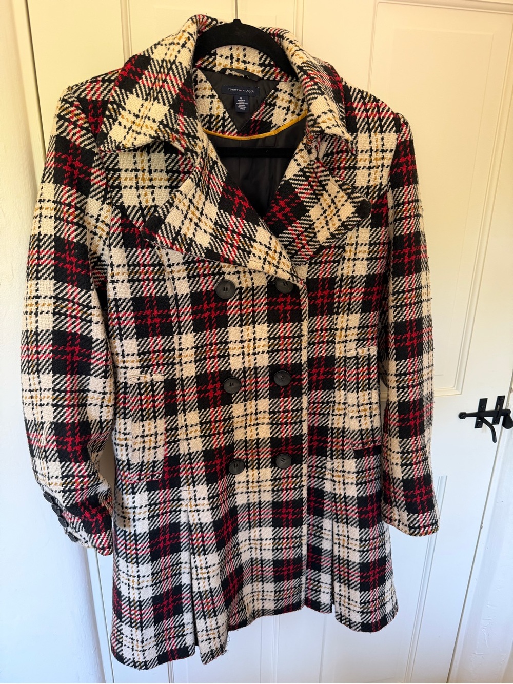 Tommy Hilfiger Plaid Peacoat Wool Blend Jacket Size 8